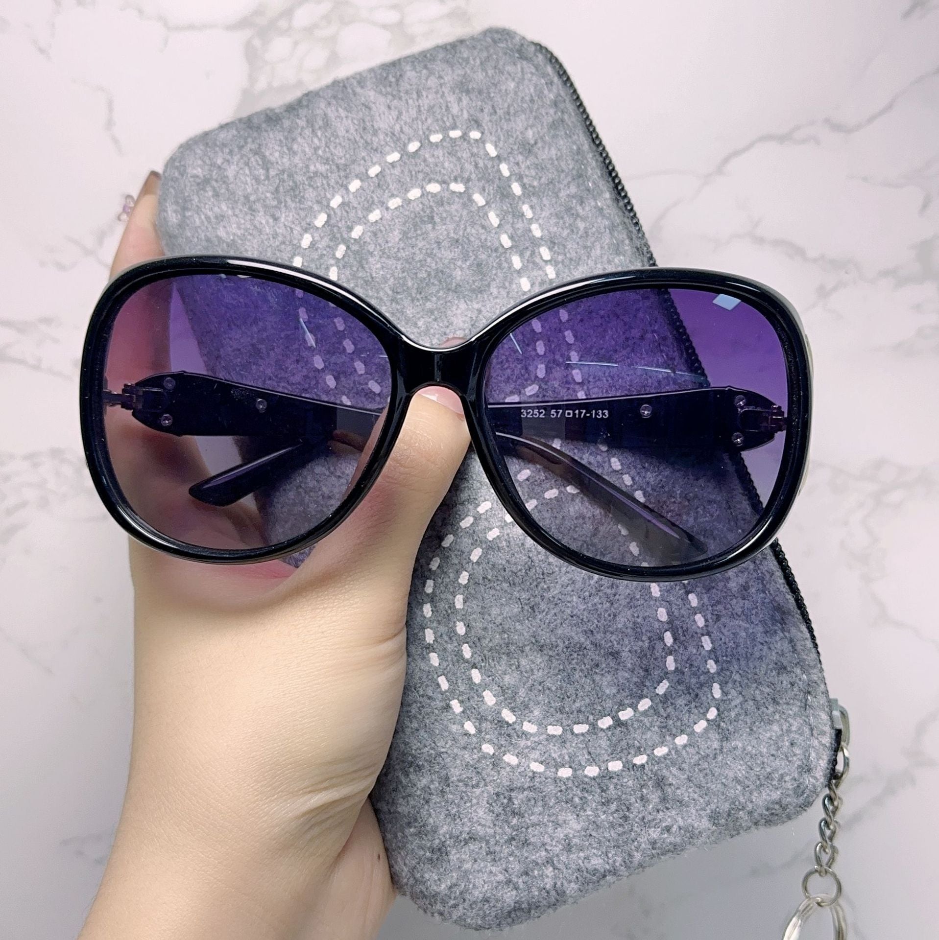 Wholesale Fox Head Metal Decoration Large Frame PC Sunglasses
